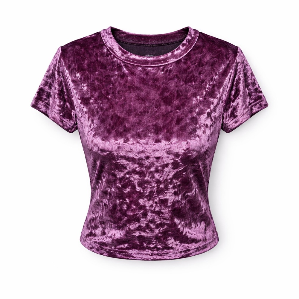 Ivy Main Purple Crushed Velvet Top Y2K Baby Tee Soft Grunge Boho- Small